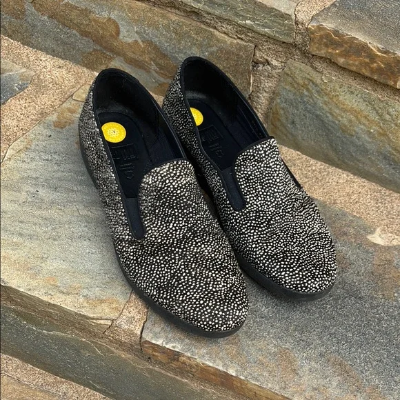 Fitflop Black and White Slip-On Shoes
